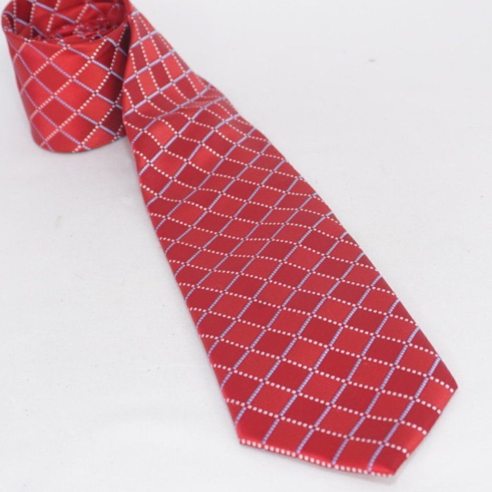 Alexander Julian Red Square Grid Patterned Tie